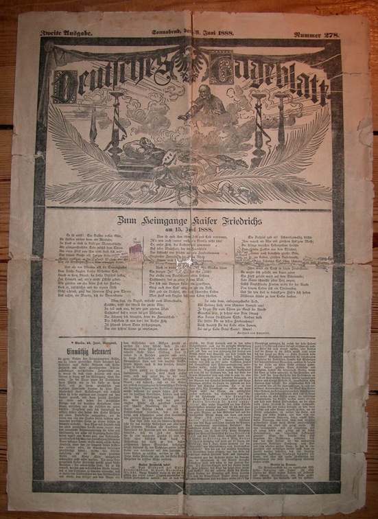 Deutsches Tageblatt Dreikaiserjahr 1888