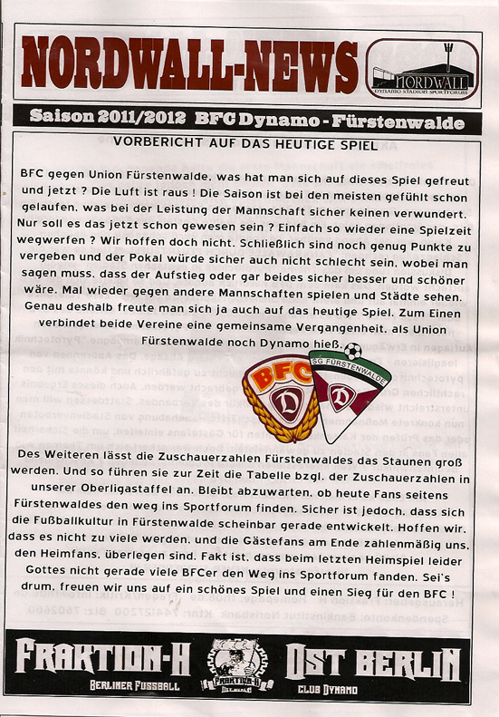 NORDWALL NEWS November 2011 BFC SG Fürstenwalde