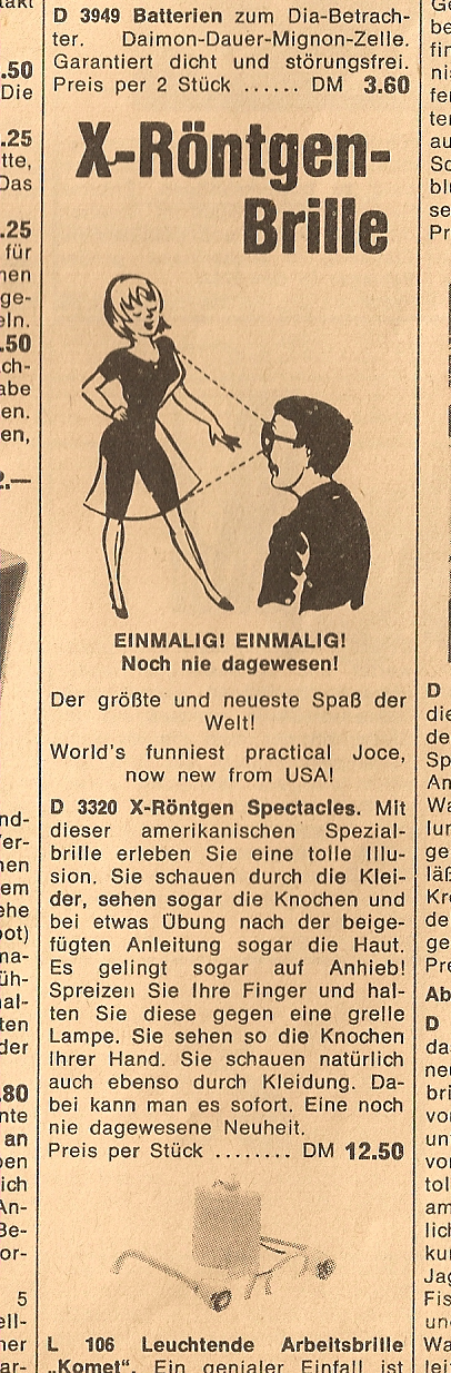 Röntgenbrille Werbung