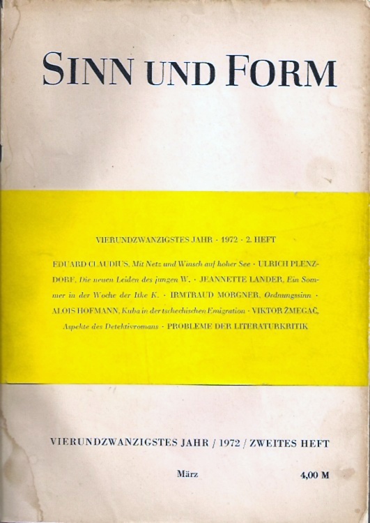 Sin und Form 1972 Ulrich Plenzdorf