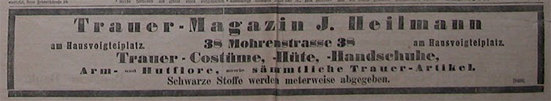 Anzeige Trauerkleidung 1888