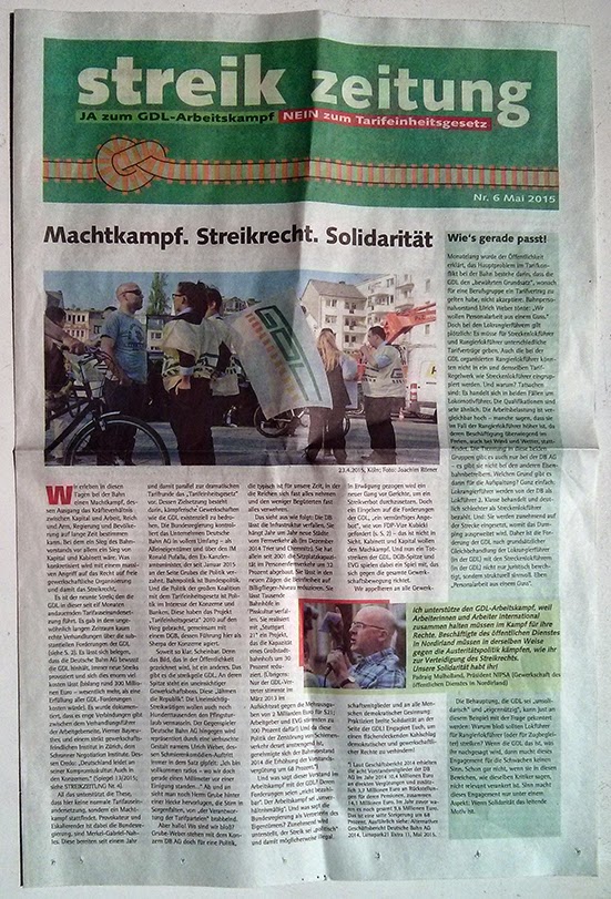 GDL-Streik 2015 Zeitung