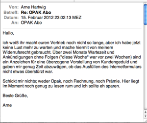 E-Mail Aboservice Carnivora Verlagsservice