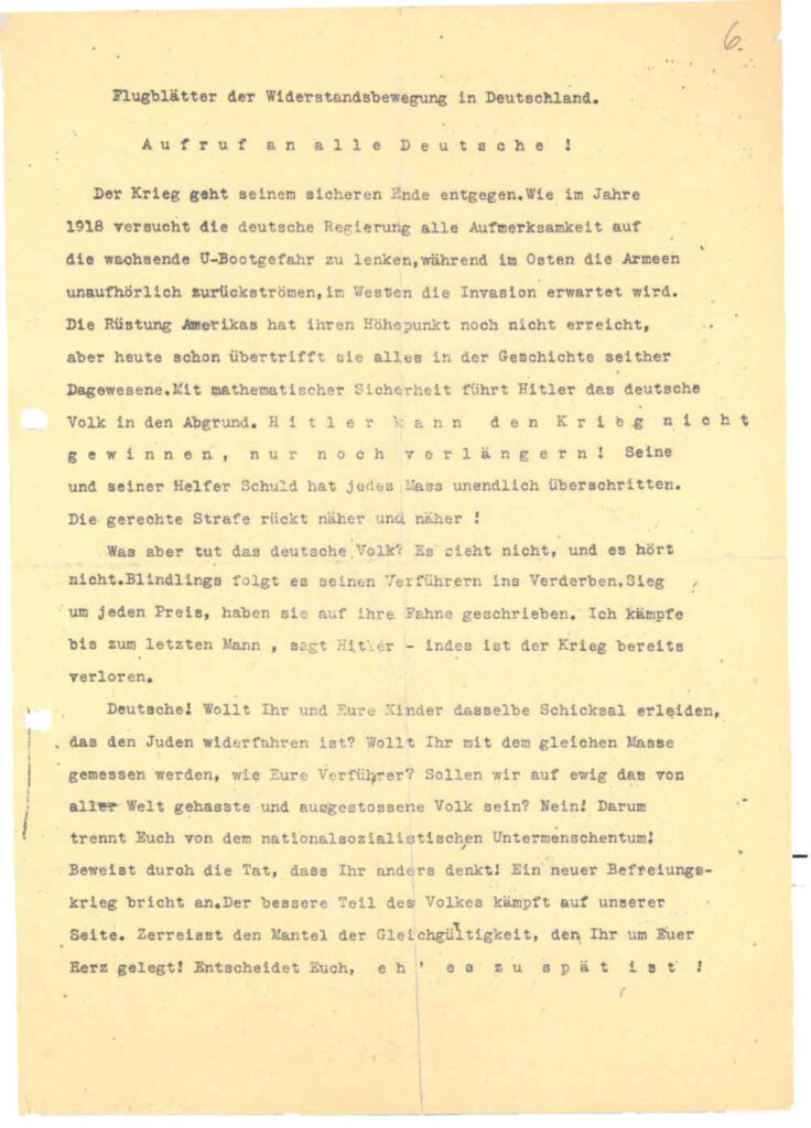 Weiße Rose 6 Flugblatt Die Flugblätter der Weissen Rose | DerLeser.net