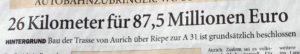 Ostfriesen Zeitung Umgehungsstrasse B210 Aurich