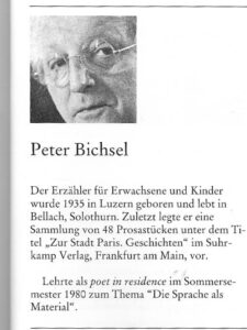 Peter Bichsel, Essen Poet in Residence