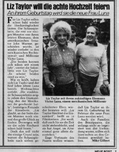 Elizabeth Taylors Victor Luna Hochzeit 1983