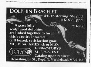 Tory Dolphin Bacelet Ad New Yorker December 1993
