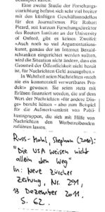 Oxford Zeitungsstudie in NZZ