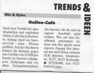 Internet Café 1995 die geschäftsidee