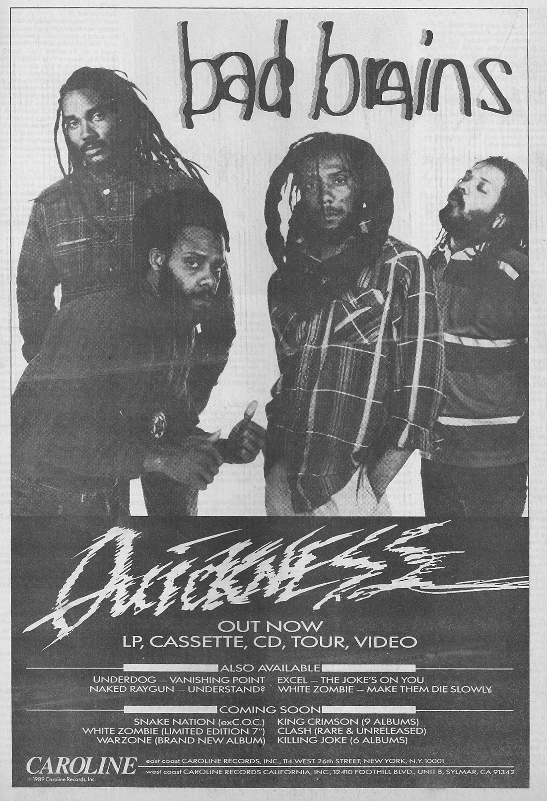 Bad Brains Quickness Caroline Advertising 1989