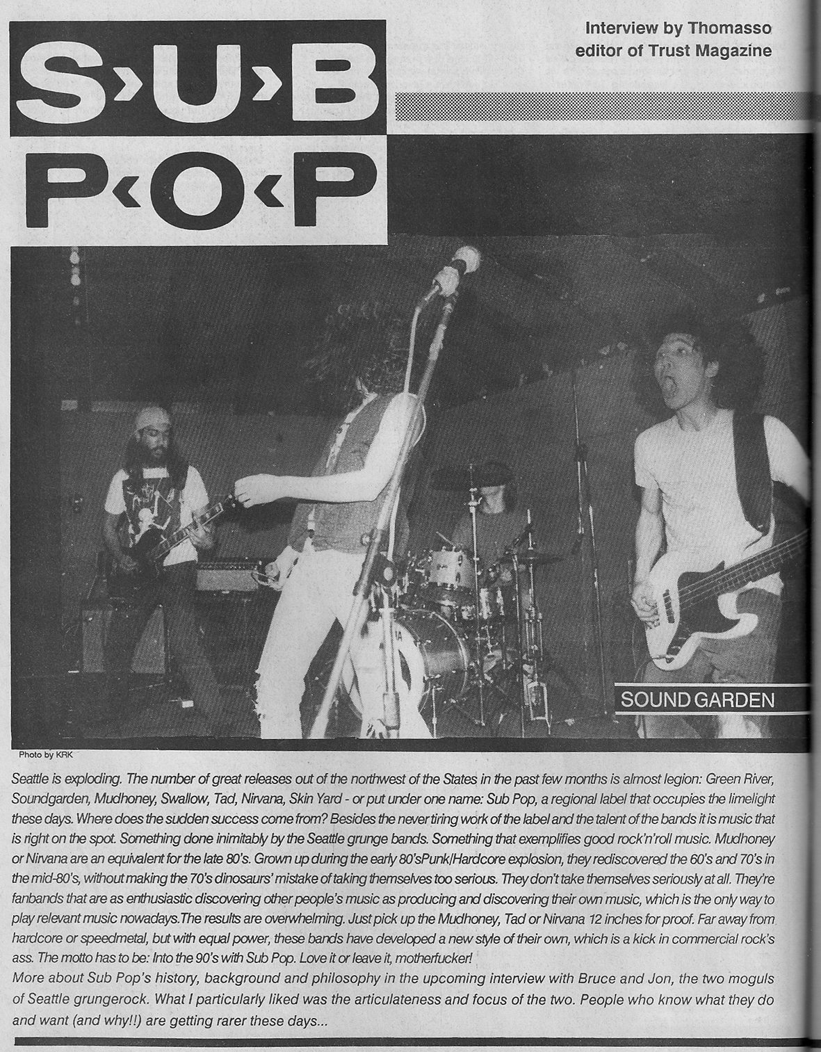 Sub Pop Records Interview Flipside 1989