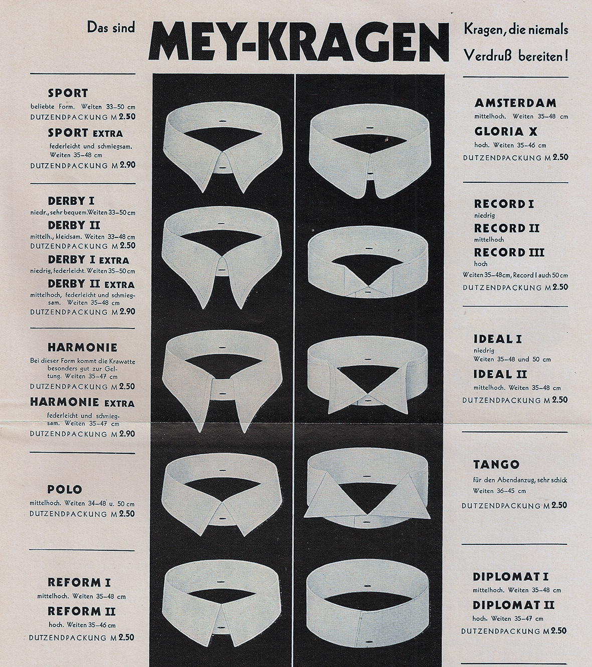 Mey Kragen Werbung 1932