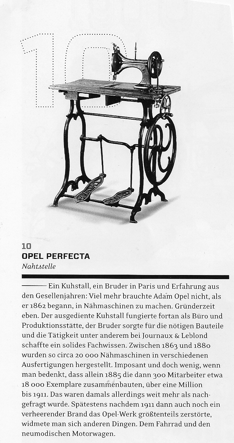 Opel Perfecta Nähmaschine 1863 im ramp magazin 2011