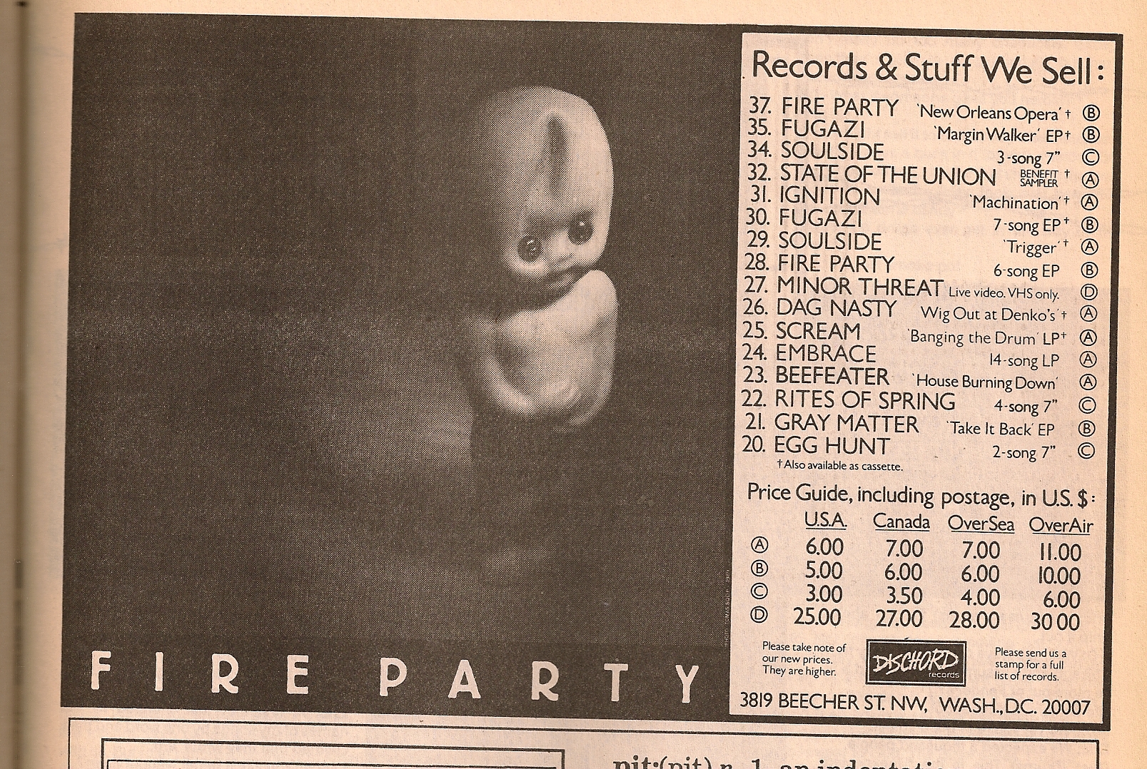 Dischord Records Advertising Flipside Magazine 1989