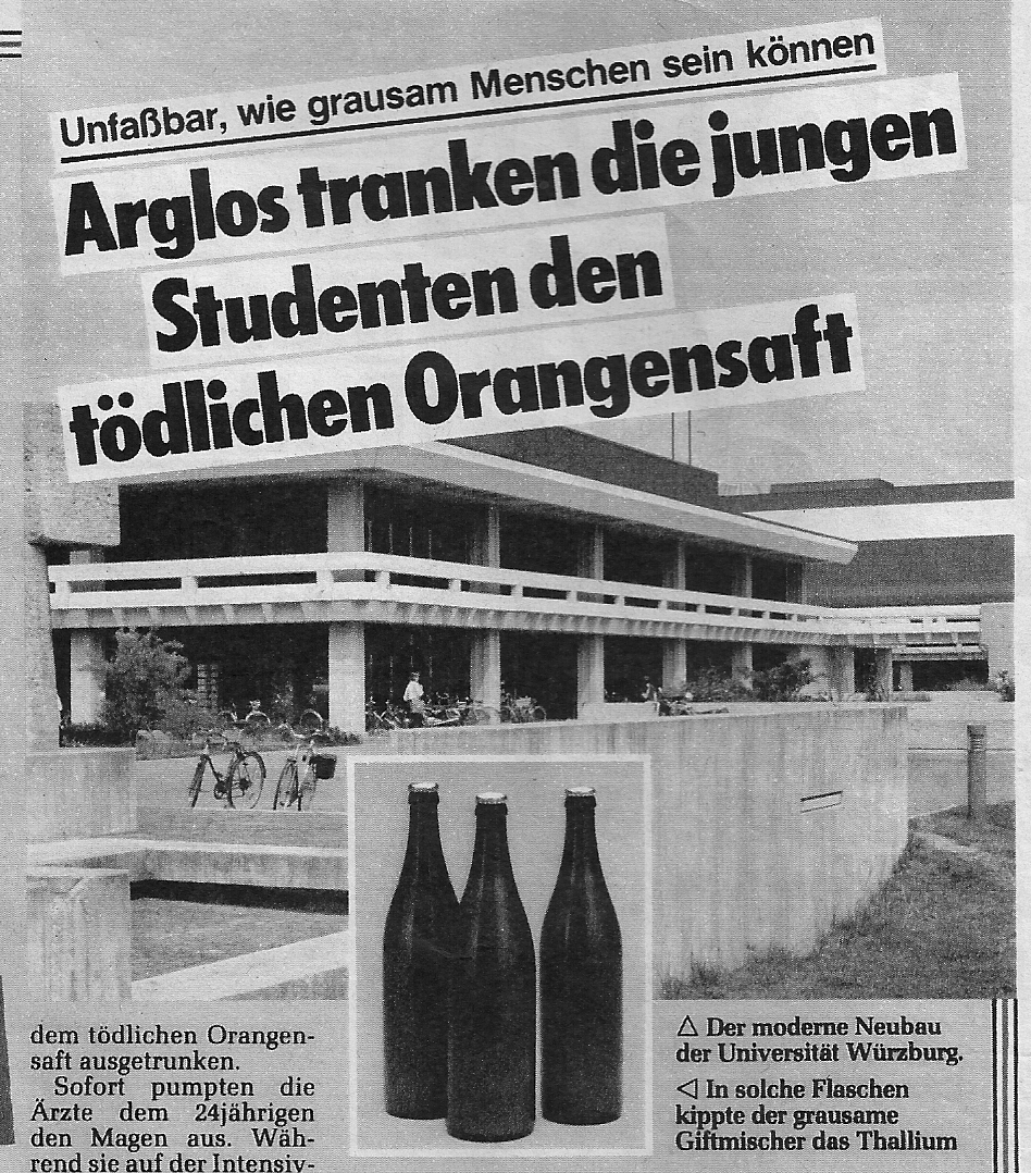 Vergifteter Orangensaft in Schule 1983