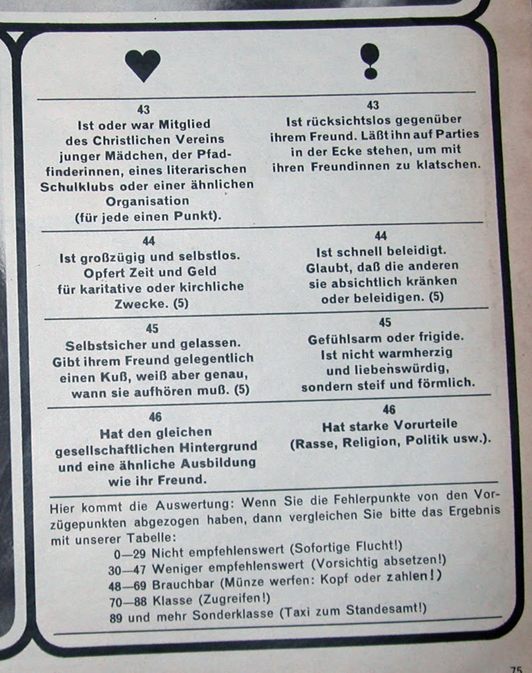 twen Psychotest Testen Sie Ihre Freundin 1964